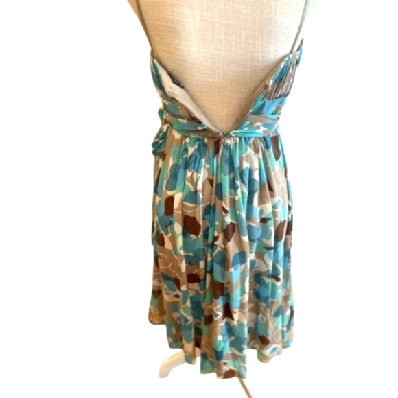 Max And Cleo 100% Silk Flowy Blue/White Floral Babydoll Strapless Dress Sz S - Picture 5 of 12